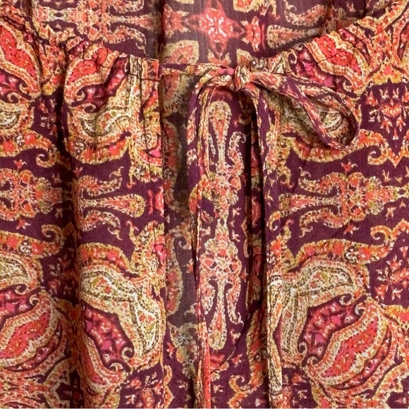 SANCTUARY LYRIC BELL SLEEVE SUNSET BOHO TIE NECK MEDALLION TOP S - Picture 7 of 8